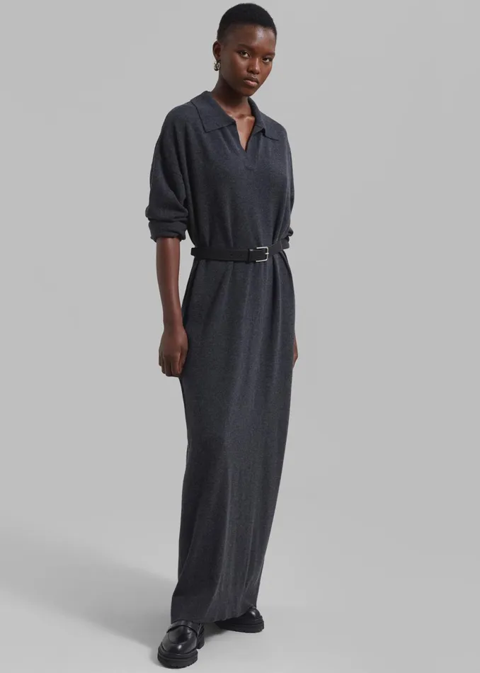 Women Siobhan Long Knit Dress 8211 Charcoal The Frankie Shop Dresses