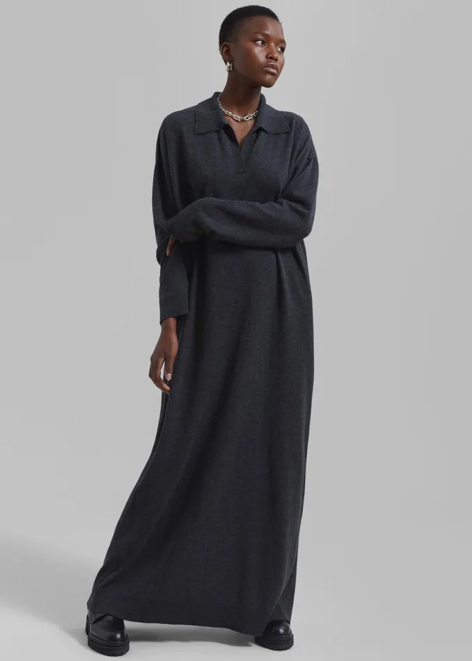 Women Siobhan Long Knit Dress 8211 Charcoal The Frankie Shop Dresses