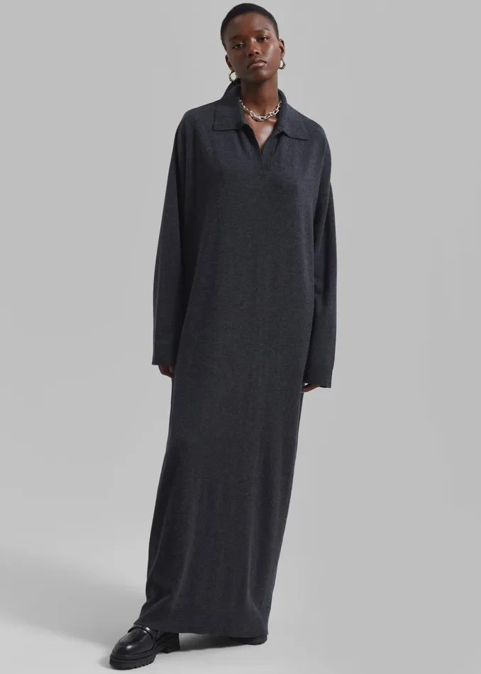 Women Siobhan Long Knit Dress 8211 Charcoal The Frankie Shop Dresses