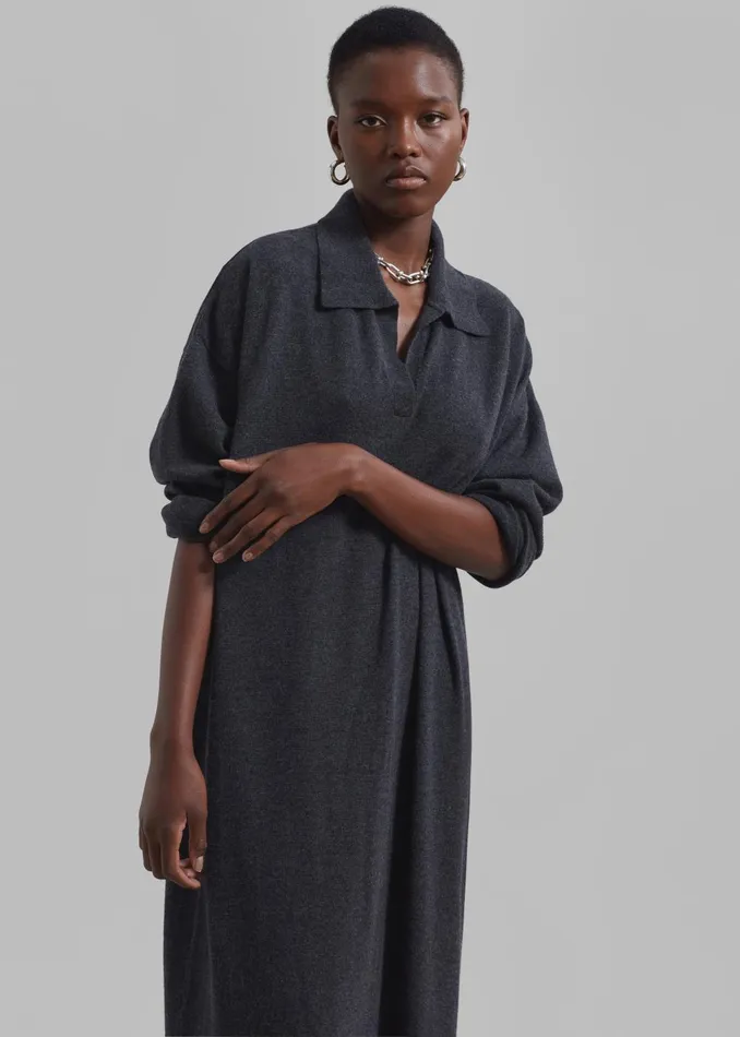 Women Siobhan Long Knit Dress 8211 Charcoal The Frankie Shop Dresses