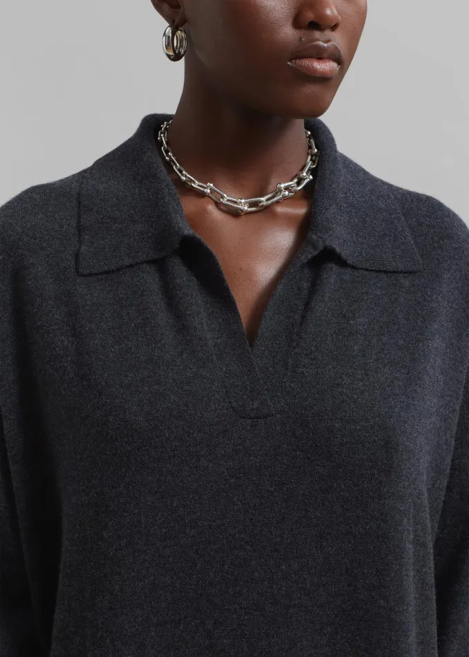 Women Siobhan Long Knit Dress 8211 Charcoal The Frankie Shop Dresses