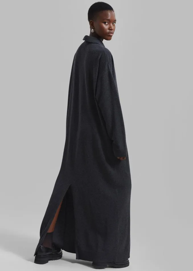 Women Siobhan Long Knit Dress 8211 Charcoal The Frankie Shop Dresses