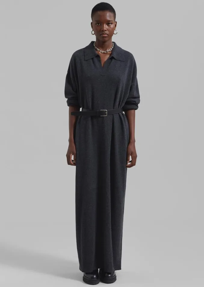 Women Siobhan Long Knit Dress 8211 Charcoal The Frankie Shop Dresses