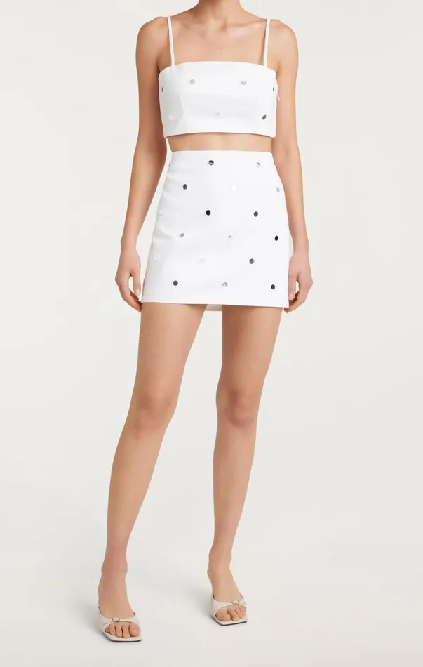 Women Skirts Cinq Sept Mirror Denim Doris Skirt Whitewhite