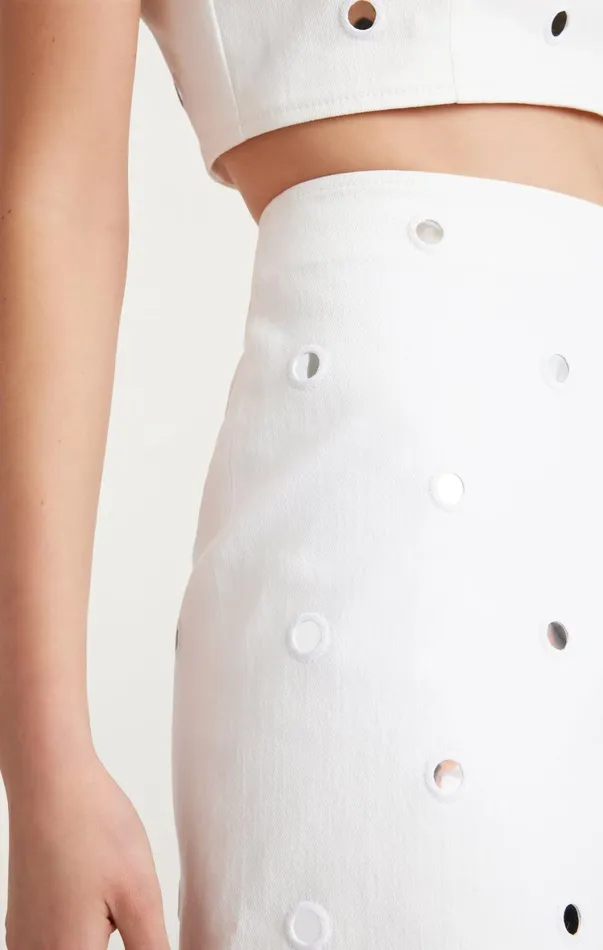 Women Skirts Cinq Sept Mirror Denim Doris Skirt Whitewhite