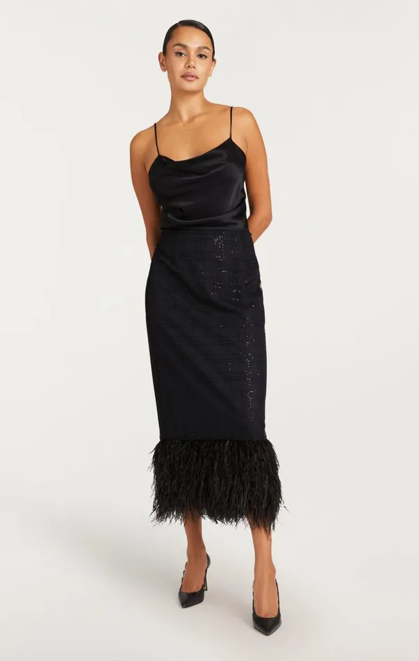 Women Skirts Cinq Sept Sequin Plaid Charisse Skirt Black