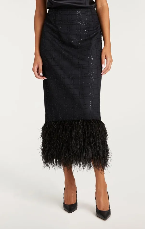Women Skirts Cinq Sept Sequin Plaid Charisse Skirt Black