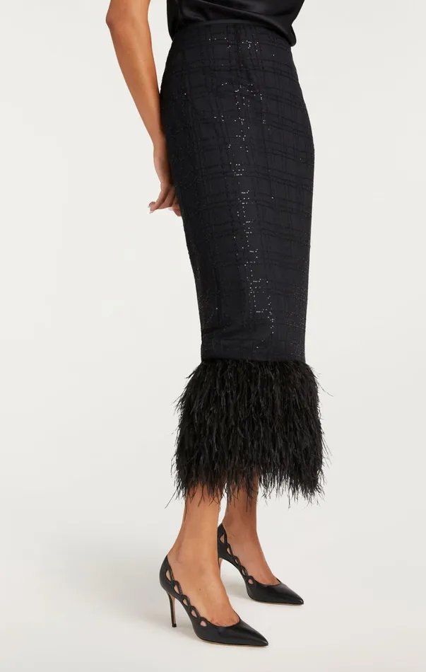 Women Skirts Cinq Sept Sequin Plaid Charisse Skirt Black