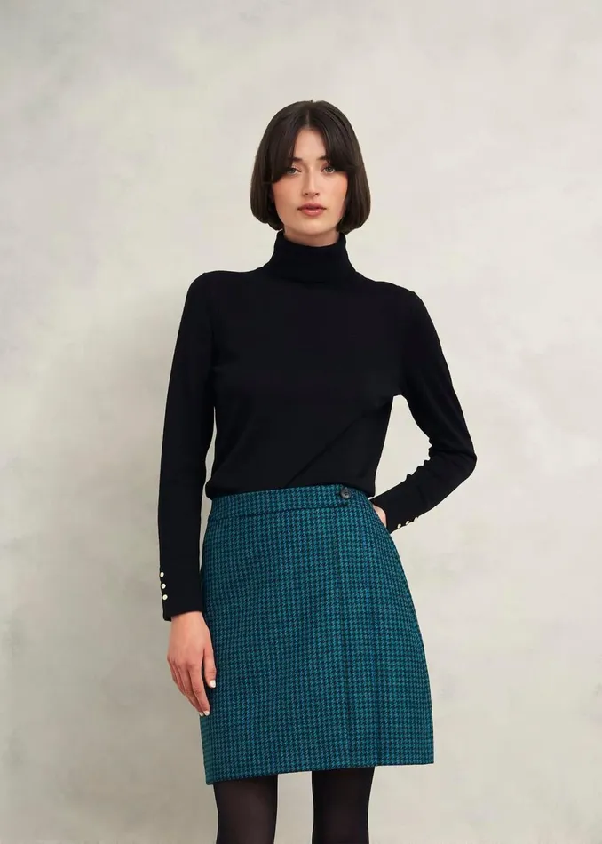 Women Skirts Hobbs Leah Wool Kilt Skirt Green Multi