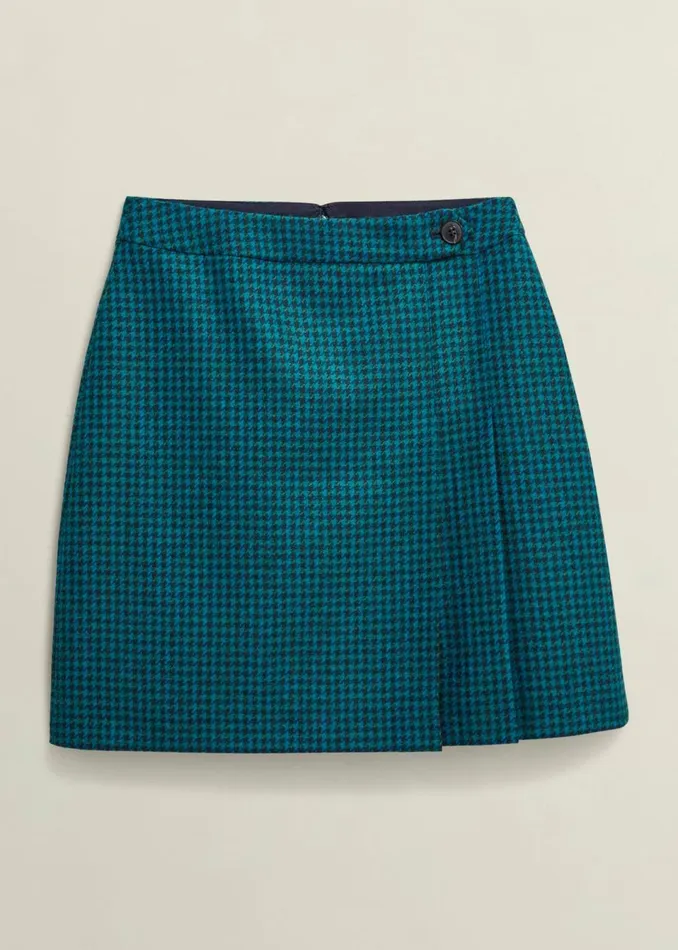 Women Skirts Hobbs Leah Wool Kilt Skirt Green Multi