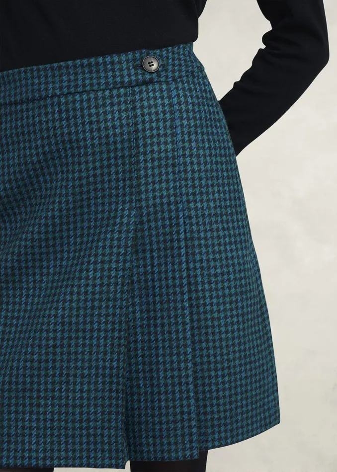 Women Skirts Hobbs Leah Wool Kilt Skirt Green Multi