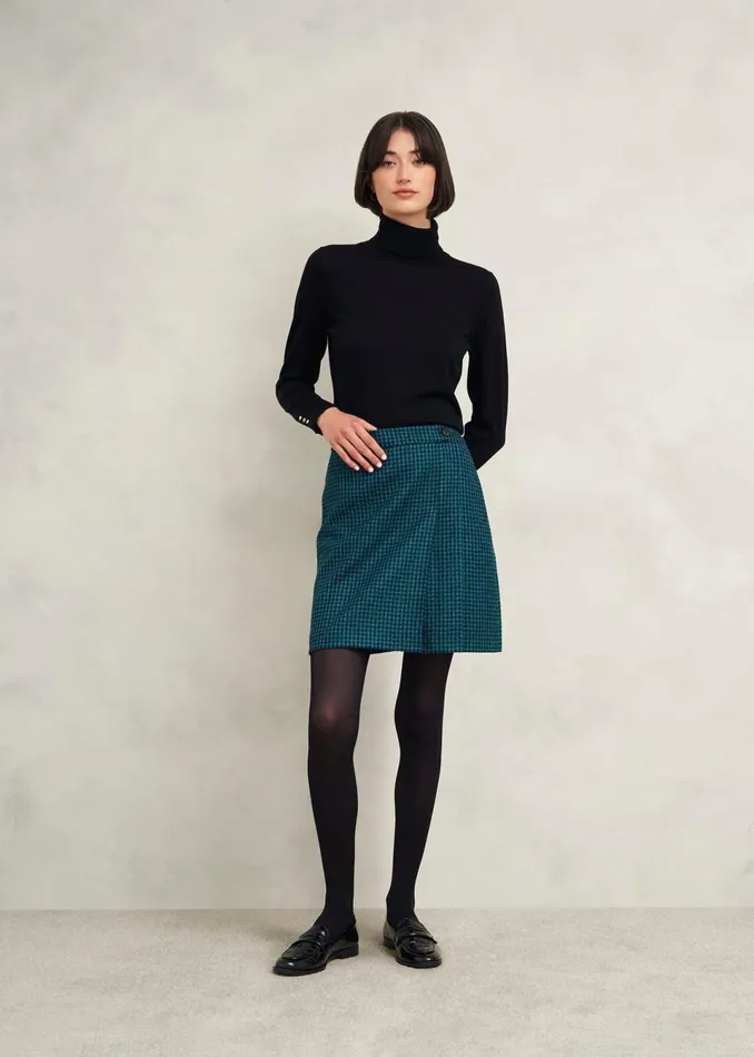 Women Skirts Hobbs Leah Wool Kilt Skirt Green Multi