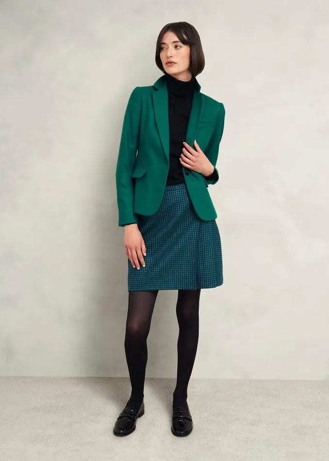 Women Skirts Hobbs Leah Wool Kilt Skirt Green Multi