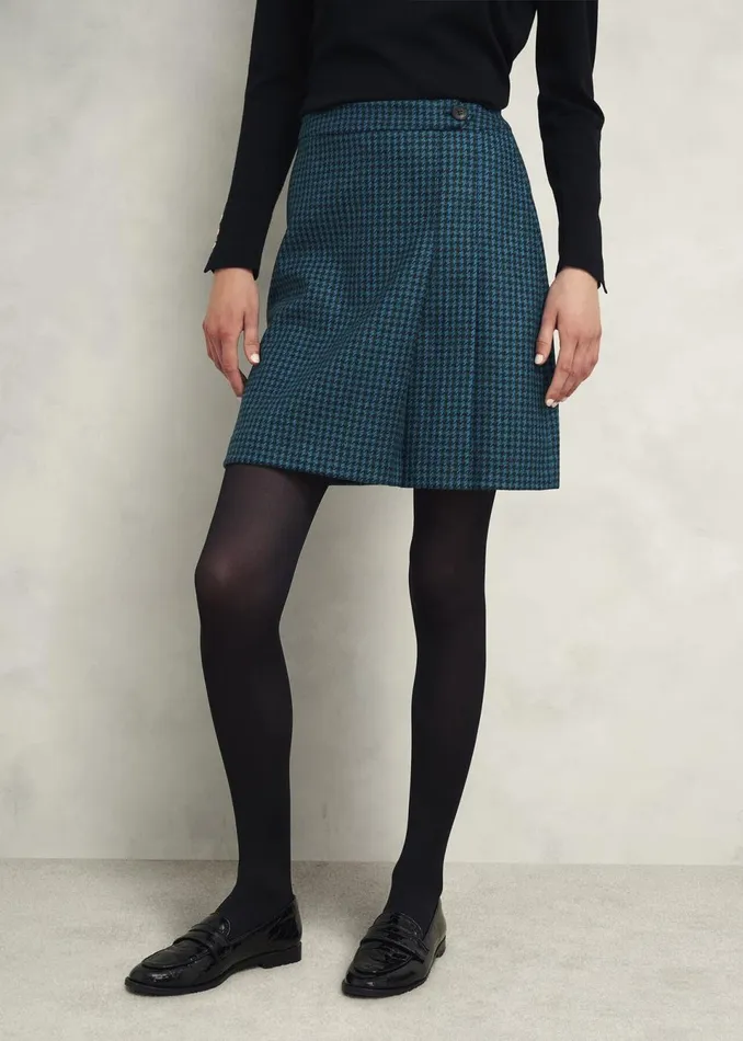 Women Skirts Hobbs Leah Wool Kilt Skirt Green Multi