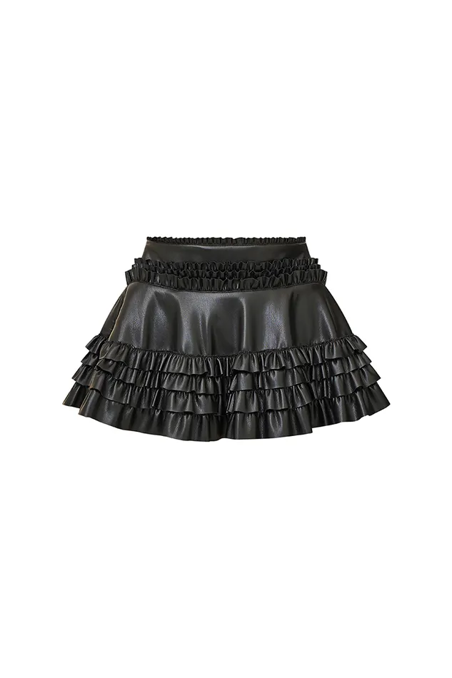 Women Skirts LoveShackFancy Audria Vegan Leather Skirt Black
