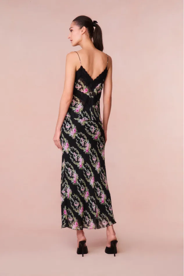 Women Skirts LoveShackFancy Castle Floral Maxi Skirt Black Coffee