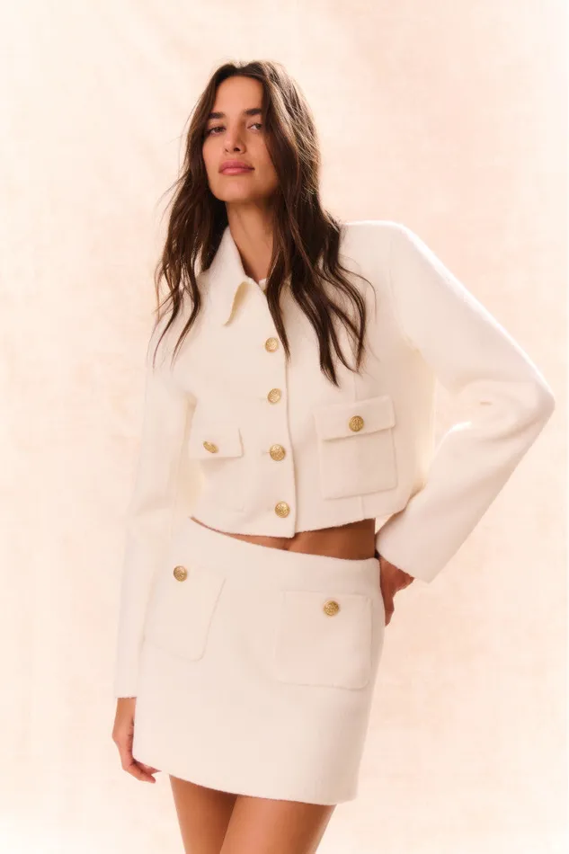 Women Skirts LoveShackFancy Chula Wool Mini Skirt Oatmeal