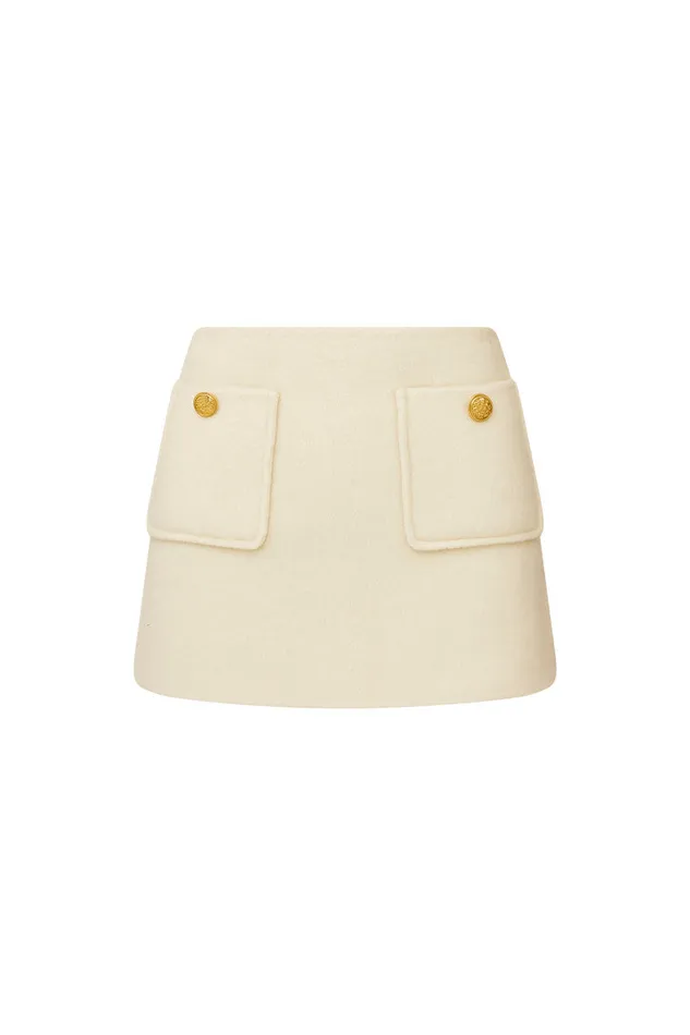 Women Skirts LoveShackFancy Chula Wool Mini Skirt Oatmeal