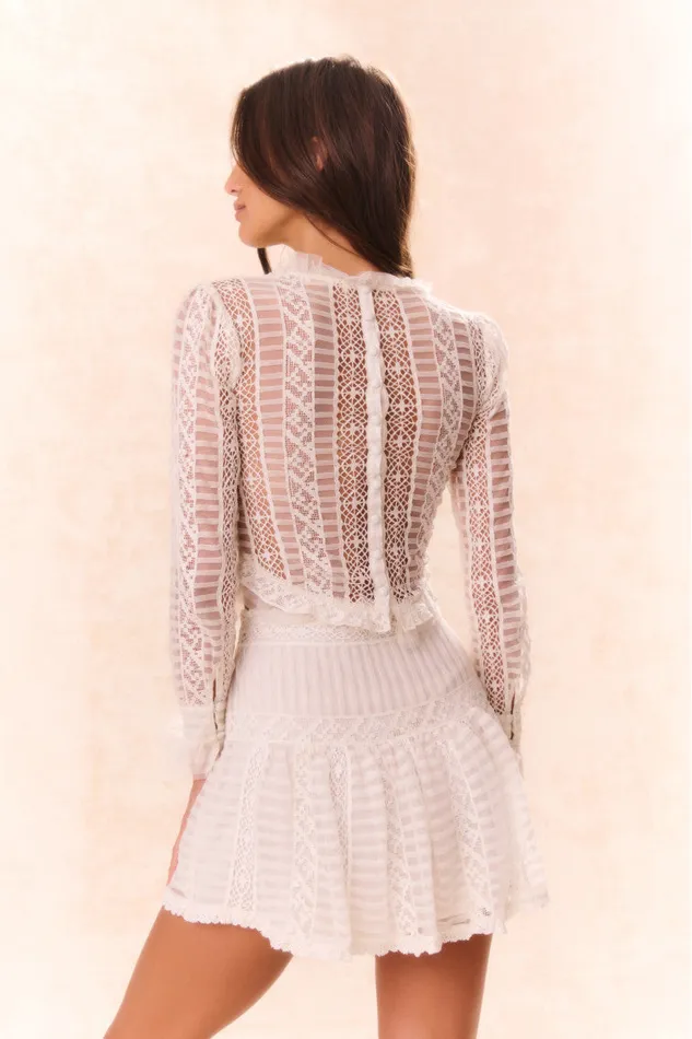 Women Skirts LoveShackFancy Rubyanne Crochet Lace Mini Skirt Cream