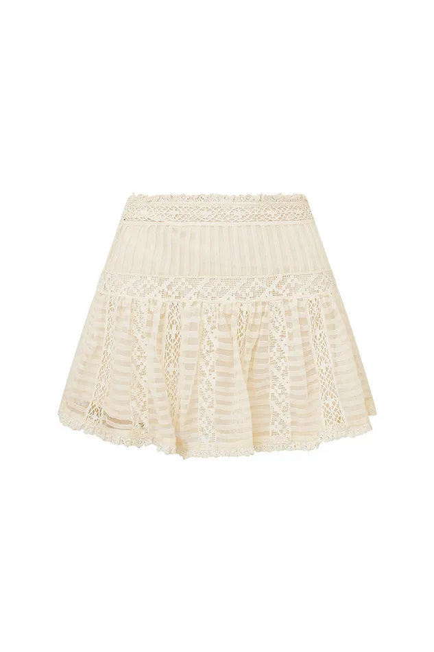 Women Skirts LoveShackFancy Rubyanne Crochet Lace Mini Skirt Cream