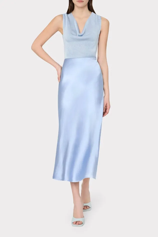 Women Skirts Milly Ella Hammered Satin Skirt Ice Blue Women Skirts Milly Ella Hammered Satin Skirt Ice Blue