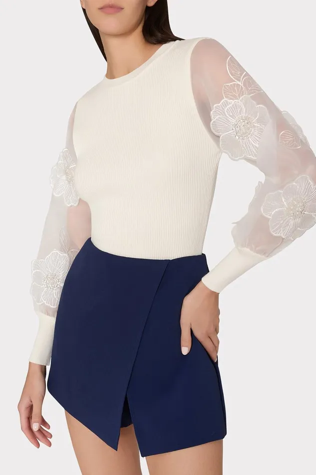 Women Skirts Milly Evalyn Crepe Skort Navy Women Skirts Milly Evalyn Crepe Skort Navy