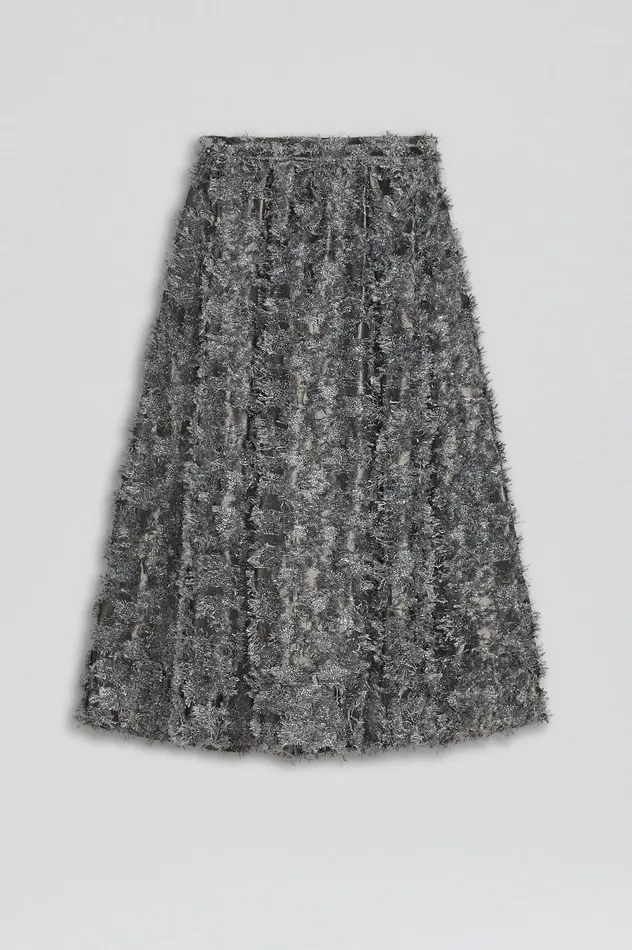 Women Skirts Scanlan Theodore TINSEL FRINGE FULL SKIRT DARKSILVER Women Skirts Scanlan Theodore TINSEL FRINGE FULL SKIRT DARKSILVER