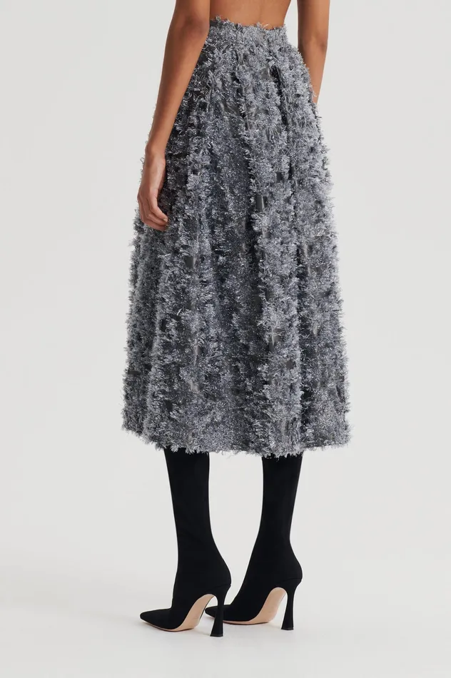 Women Skirts Scanlan Theodore TINSEL FRINGE FULL SKIRT DARKSILVER Women Skirts Scanlan Theodore TINSEL FRINGE FULL SKIRT DARKSILVER