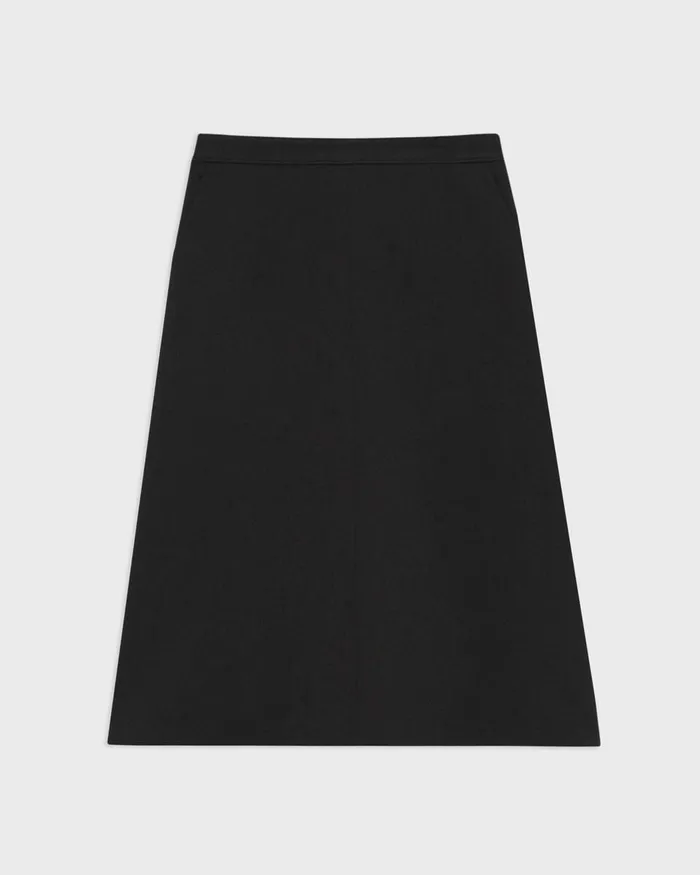 Women Skirts Theory Flared Midi Skirt In Double Weave Black