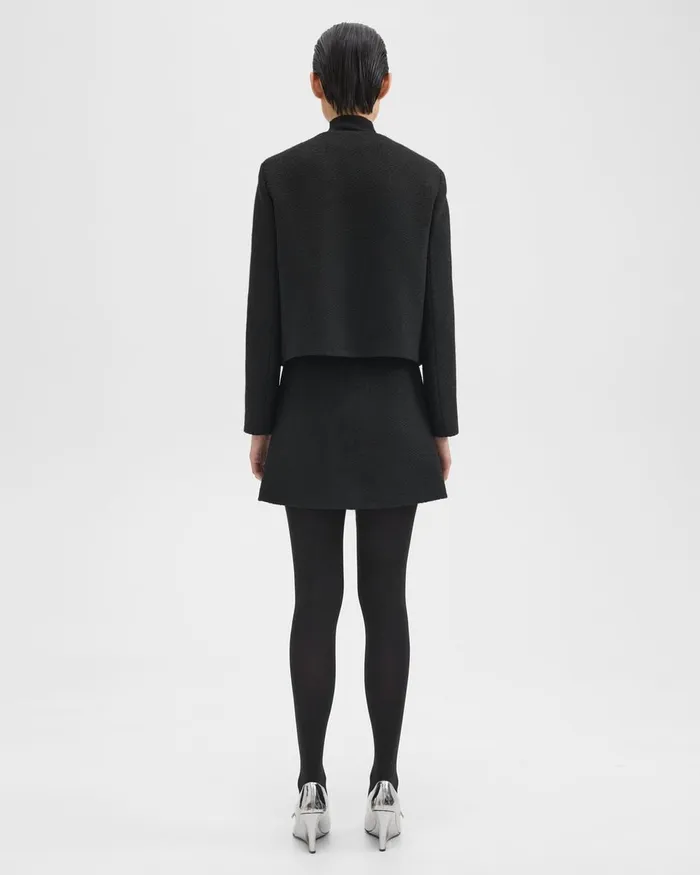 Women Skirts Theory HighWaist Mini Skirt In WoolBlend Tweed Black