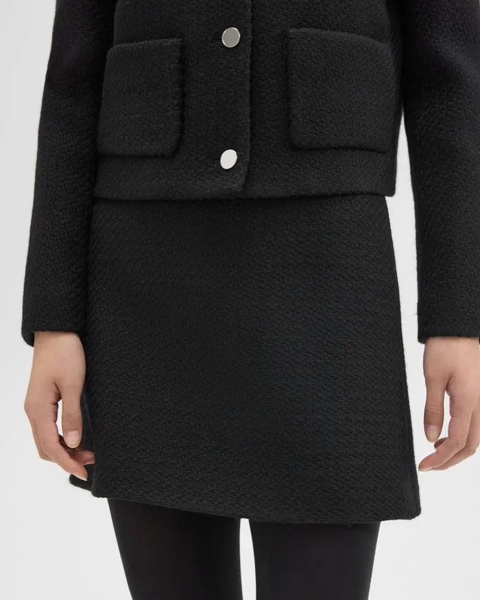 Women Skirts Theory HighWaist Mini Skirt In WoolBlend Tweed Black