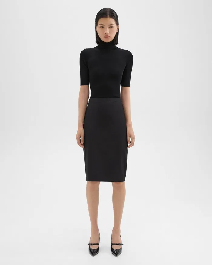 Women Skirts Theory Slim Pencil Skirt In Stretch Wool Black