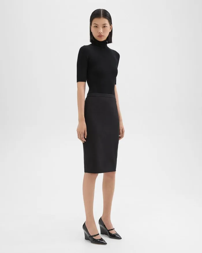 Women Skirts Theory Slim Pencil Skirt In Stretch Wool Black