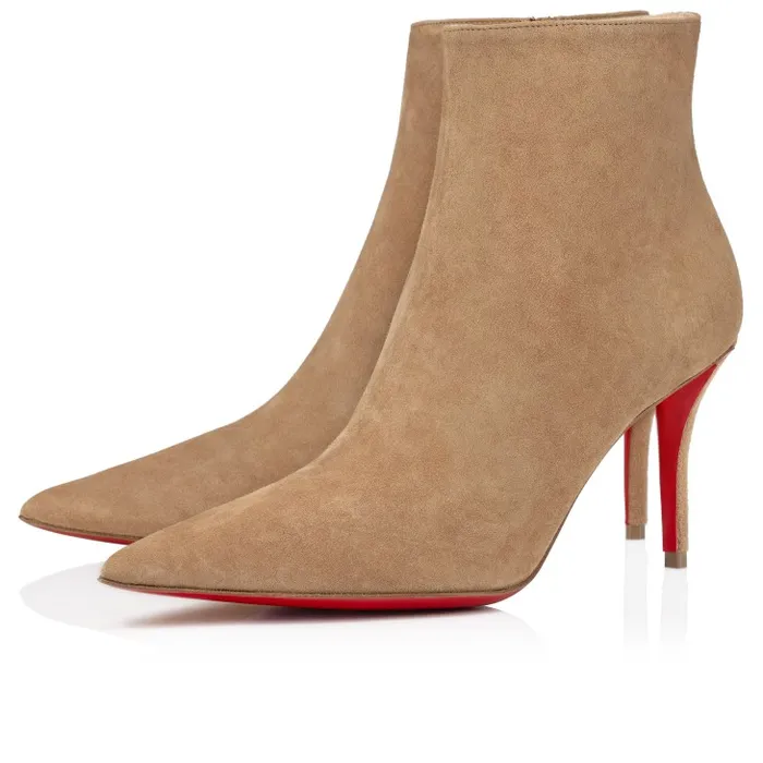 Women So Apostropha Booty 80 Mm Low Boots 8211 Veau Velours 8211 Lionne Christian Louboutin Boots