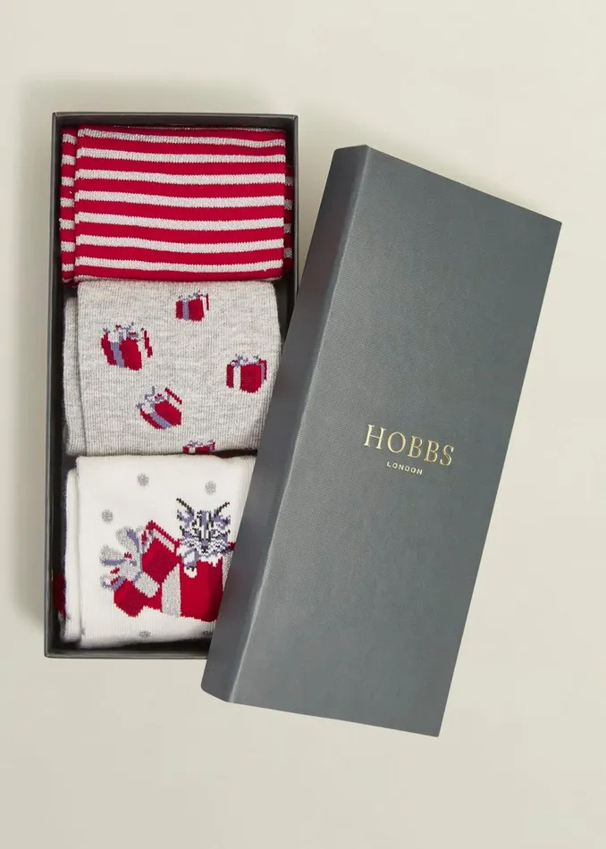Women Socks and Tights Hobbs Christmas Cat Sock Set Multi