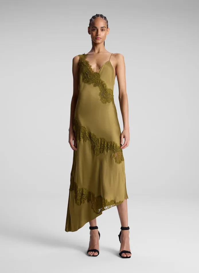 Women Stella Satin And Lace Midi Dress Pyrite ALC Dresses