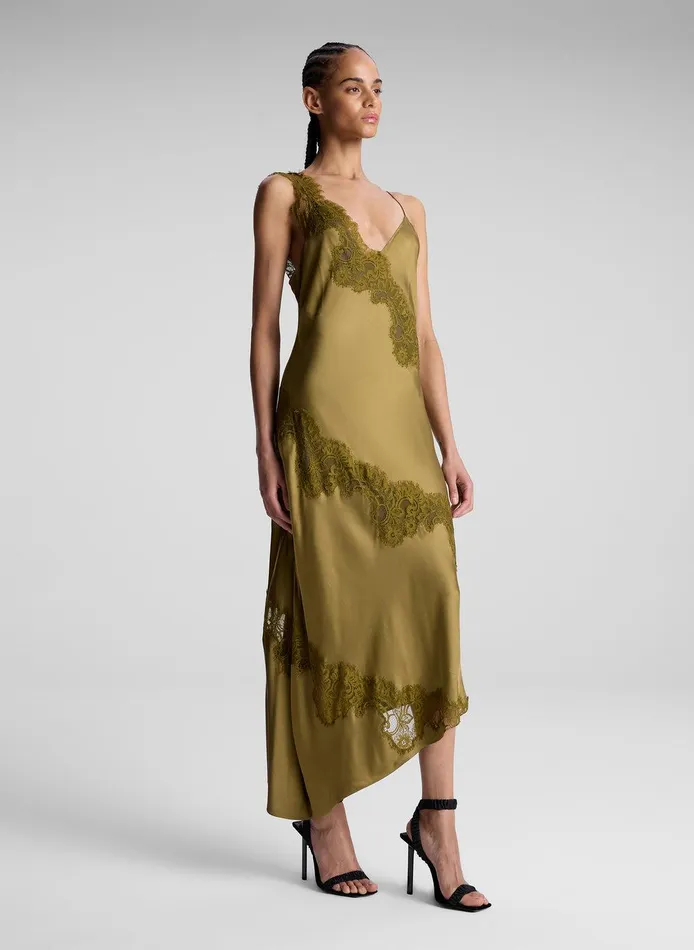 Women Stella Satin And Lace Midi Dress Pyrite ALC Dresses