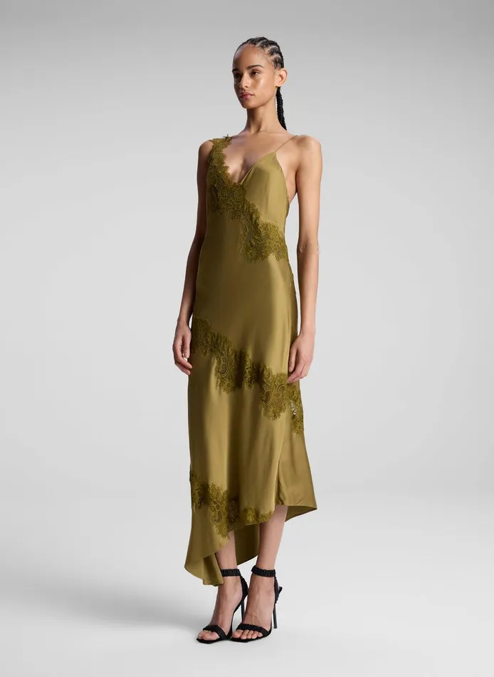 Women Stella Satin And Lace Midi Dress Pyrite ALC Dresses