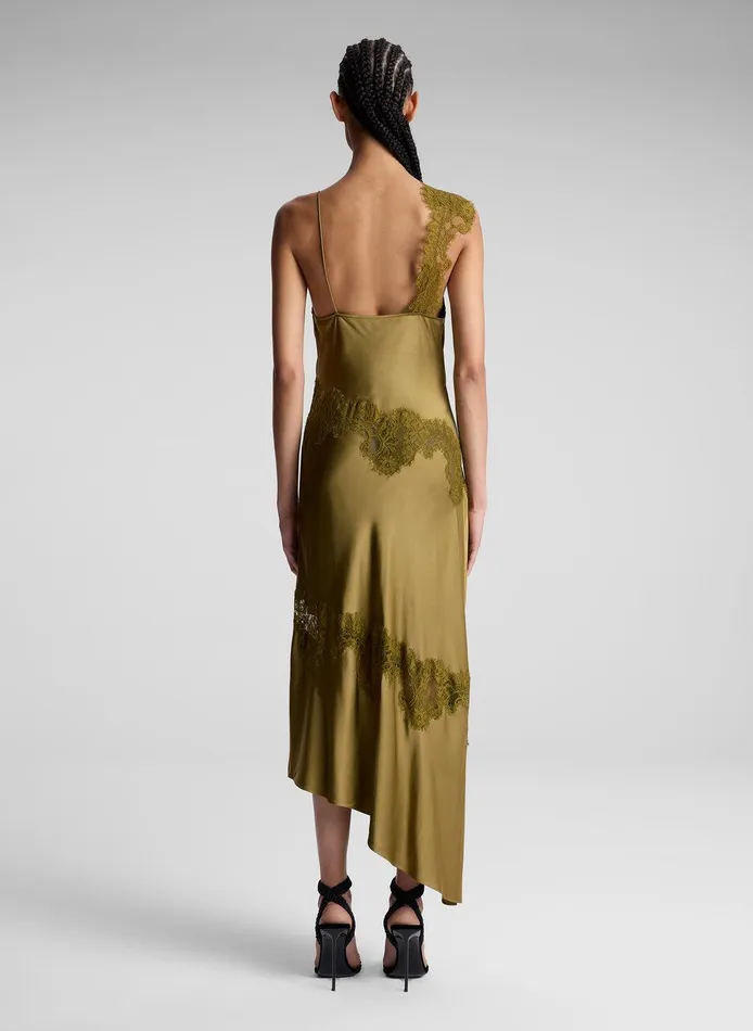 Women Stella Satin And Lace Midi Dress Pyrite ALC Dresses