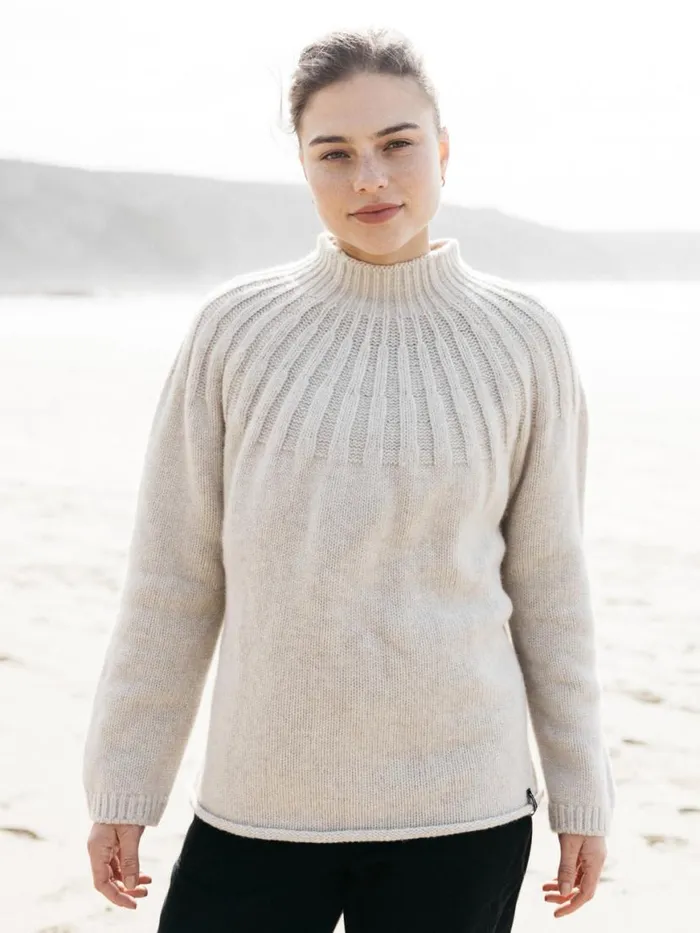 Women Stornoway Cable Yoke Jumper Oatmeal Finisterre Knitwear