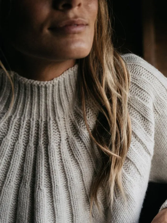 Women Stornoway Cable Yoke Jumper Oatmeal Finisterre Knitwear