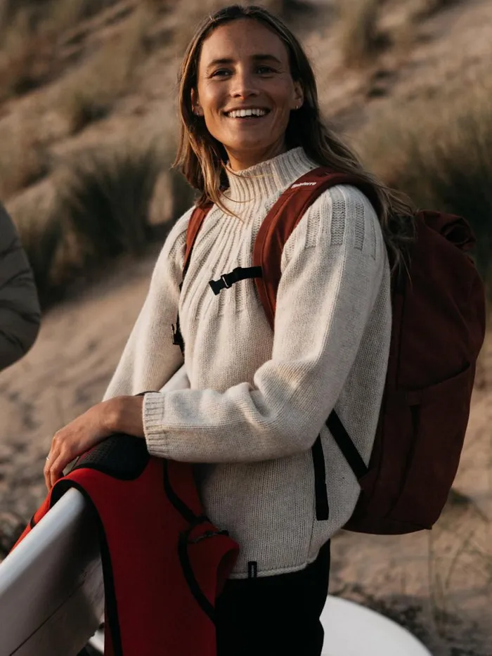 Women Stornoway Cable Yoke Jumper Oatmeal Finisterre Knitwear