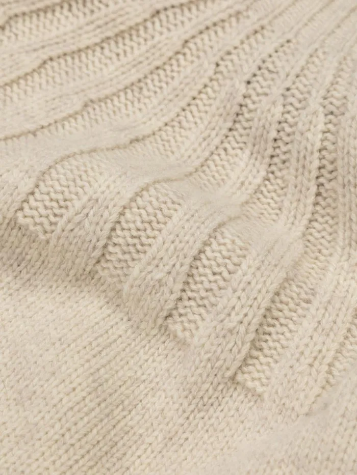 Women Stornoway Cable Yoke Jumper Oatmeal Finisterre Knitwear