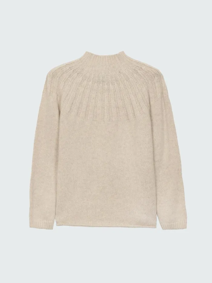 Women Stornoway Cable Yoke Jumper Oatmeal Finisterre Knitwear