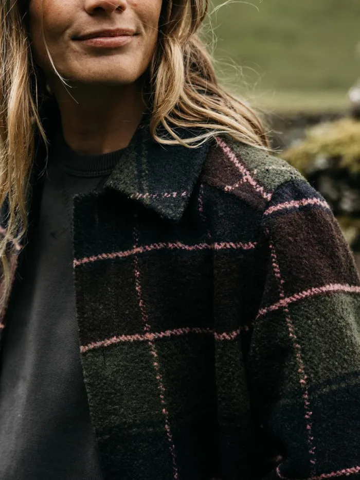 Women Stowe Blanket Jacket Black Cherry Check Finisterre Jackets Coats and Gilets Women Stowe Blanket Jacket Black Cherry Check Finisterre Jackets Coats and Gilets