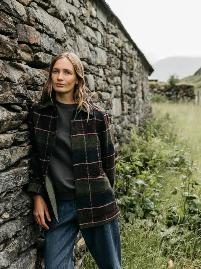 Women Stowe Blanket Jacket Black Cherry Check Finisterre Jackets Coats and Gilets Women Stowe Blanket Jacket Black Cherry Check Finisterre Jackets Coats and Gilets