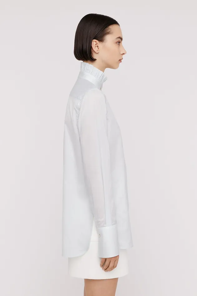 Women STRIPE RUFFLE SHIRT PALEBLUE Shirts Scanlan Theodore Women STRIPE RUFFLE SHIRT PALEBLUE Shirts Scanlan Theodore