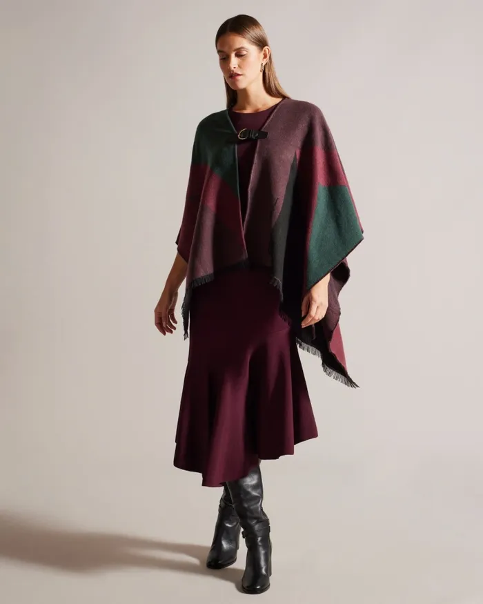 Women SUFFIA 8211 Buckle Poncho Deep Purple Ted Baker Scarves