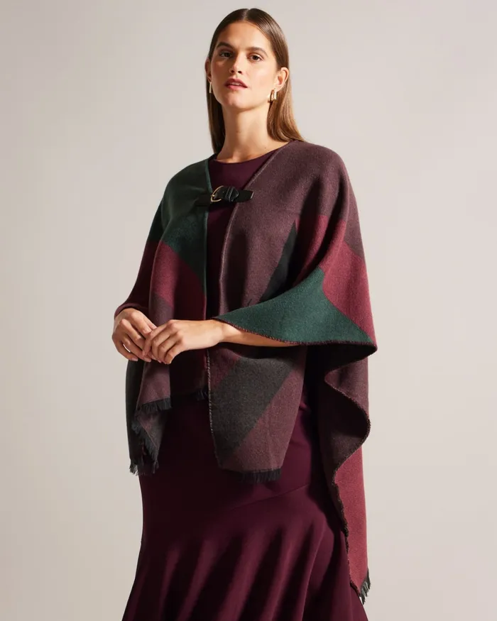 Women SUFFIA 8211 Buckle Poncho Deep Purple Ted Baker Scarves