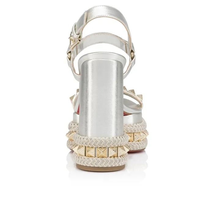 Women Superaclou 130 Mm Sandals 8211 Iridescent Nappa Leather 8211 Sahara Christian Louboutin Platforms